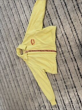 Gucci Yellow Fleece Zip-Up Jacket with Red Logo Trim